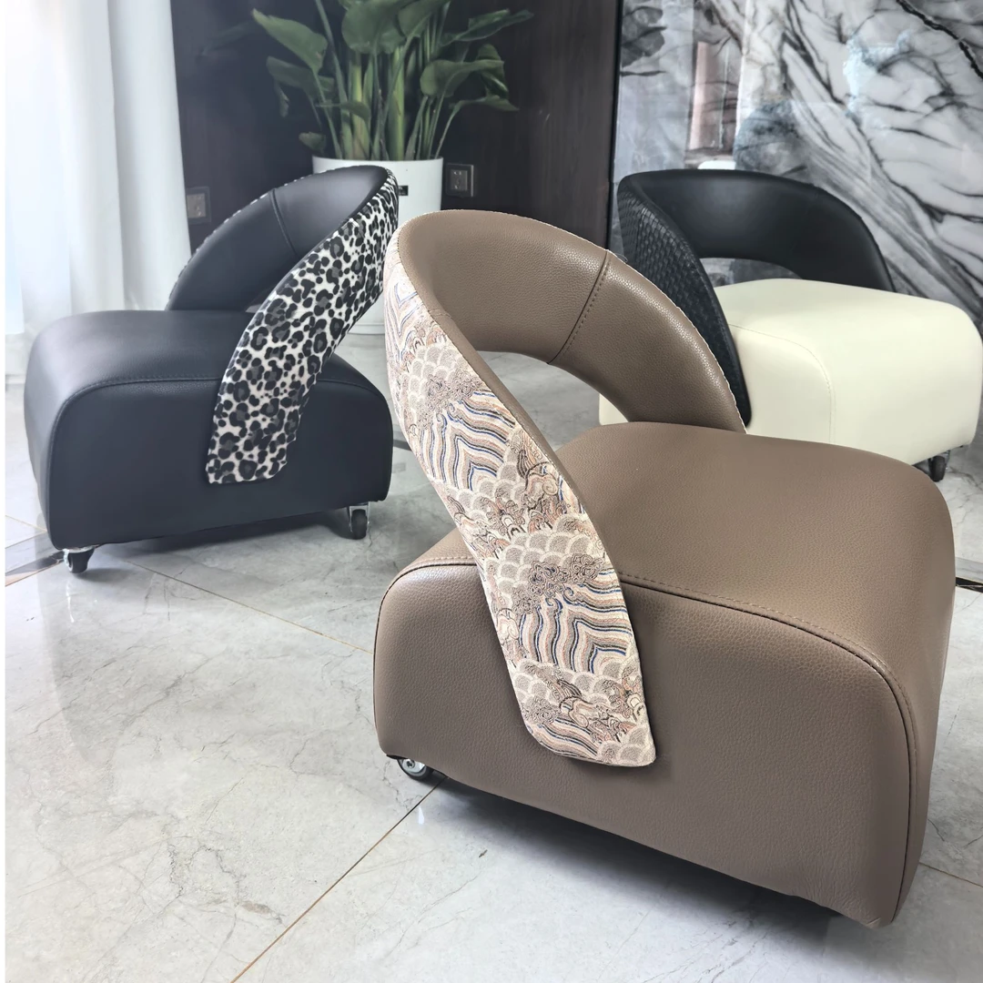 中古风轻奢单人休闲溜溜凳小户型客厅家用异形靠背阳台溜溜凳