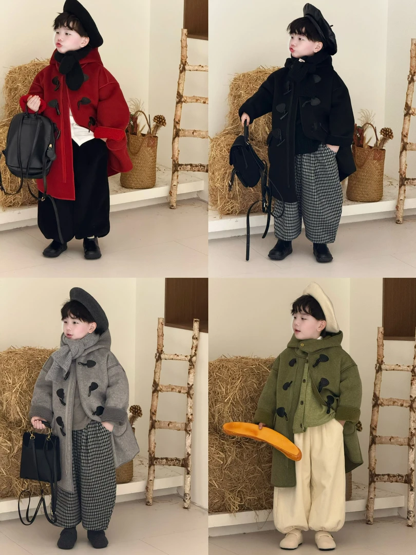 【完结】K.baby【韩系•氛围】多色牛角扣大衣 冬季新款儿童韩版9254