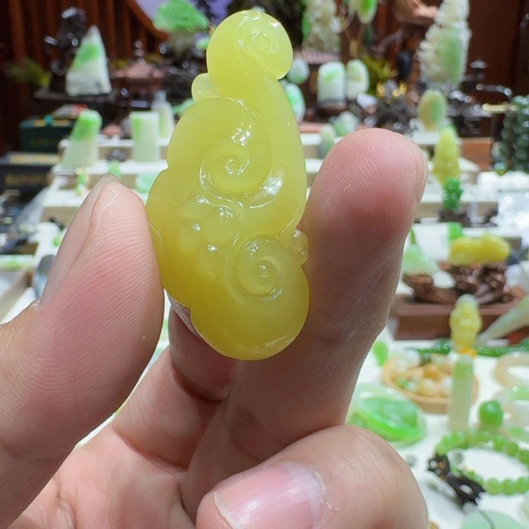 和田玉未镶嵌挂件和田玉柠檬黄黄口如意