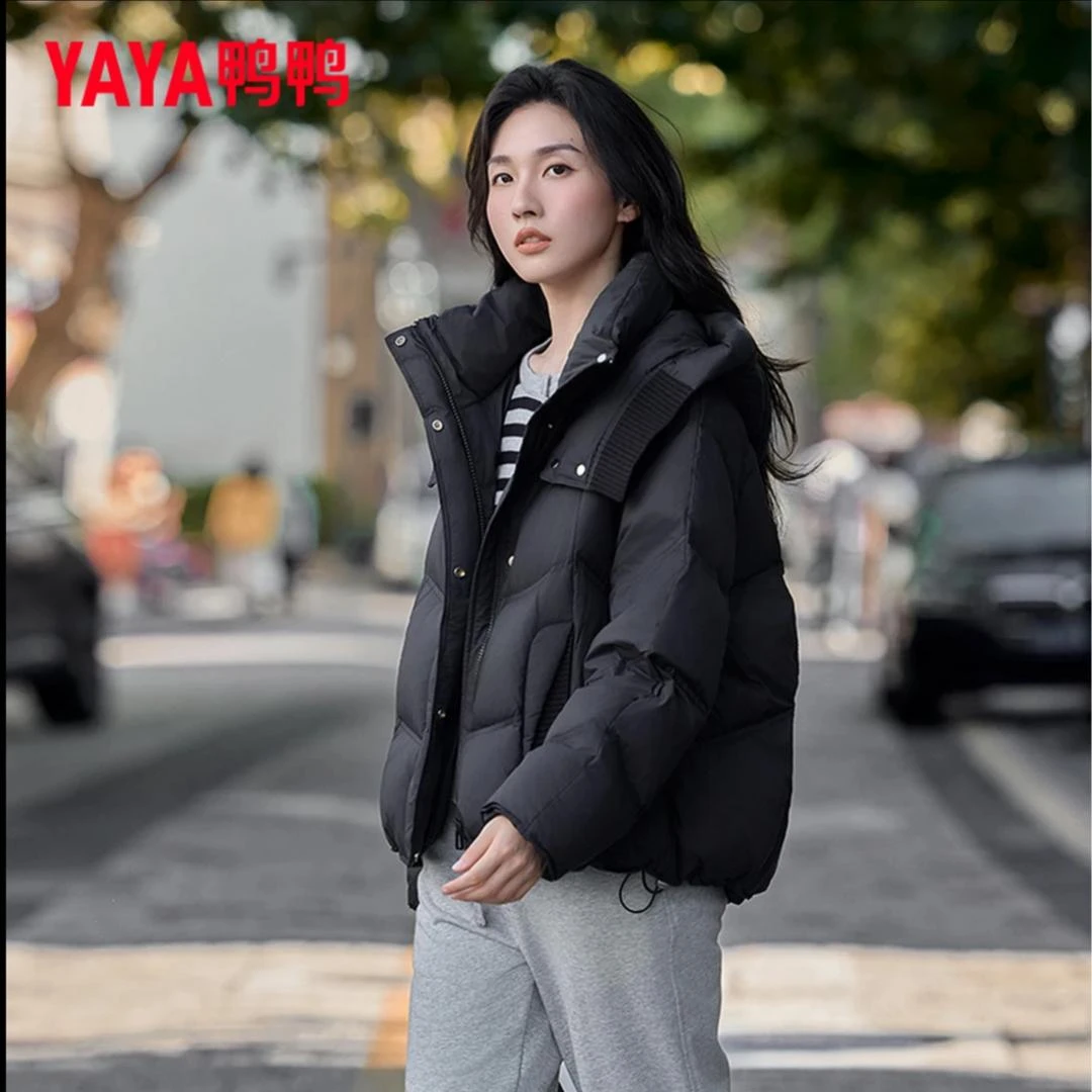鸭鸭羽绒服女冬季新国标90绒时尚休闲女鸭绒短款外套YE5B603175L