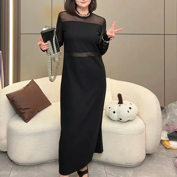 洋气小众气质衣服穿搭拼接连衣裙收腰千金清冷感贵系衣服裙子女装