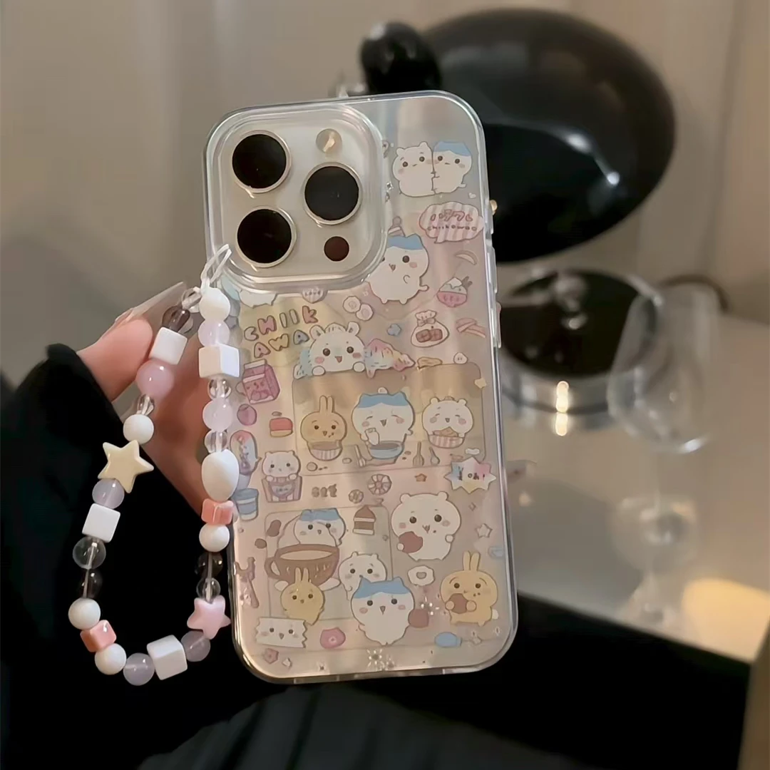 涂鸦格纹小可爱适用iPhone16promax苹果15pro流星纹IMD手机壳14