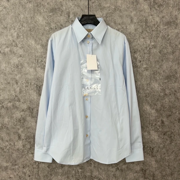 未使用 GUCCI/古驰 浅蓝色工服长袖衬衫