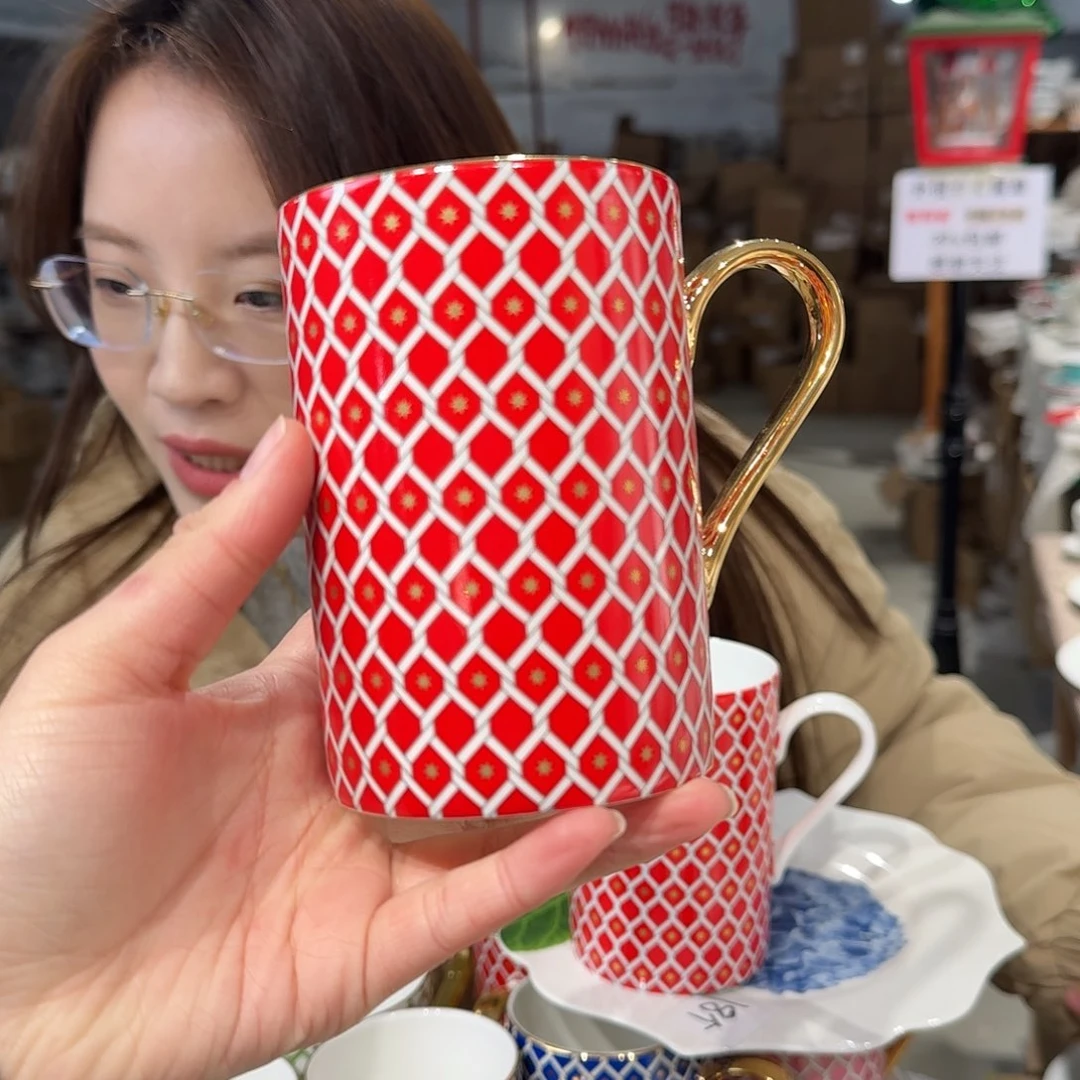 瓷鹅黄原单马克杯一个400ml微瑕