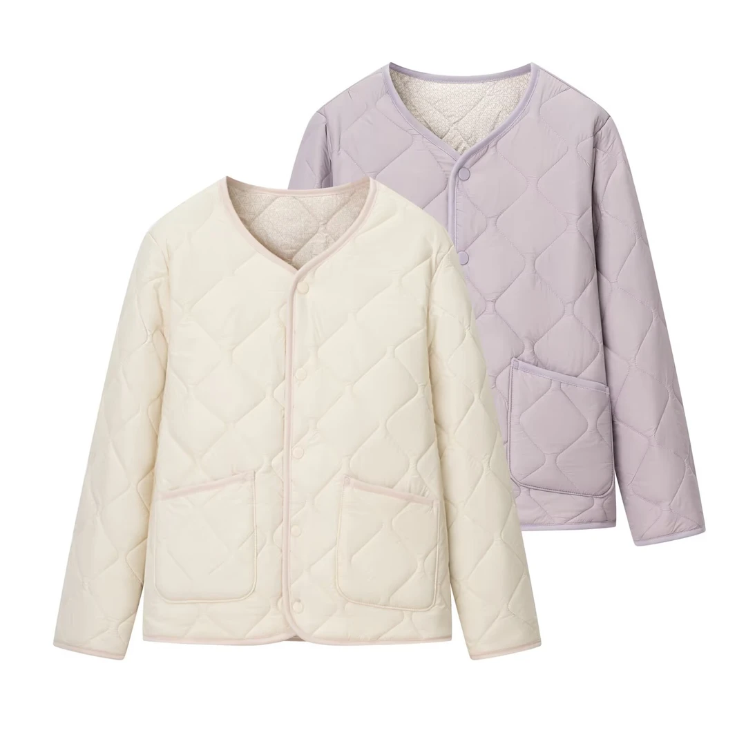 QY51039女装欧美风 时尚百搭设计高级感圆领棉服外套