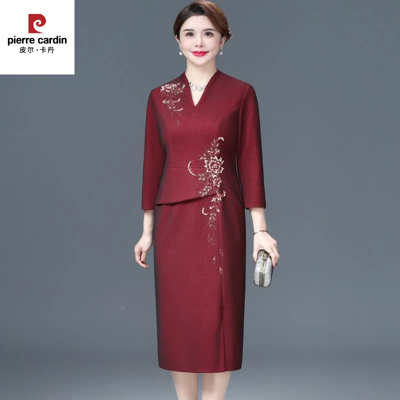 皮尔卡丹高端大气喜婆婆婚宴装2025新款春季高档气质妈妈妈妈装