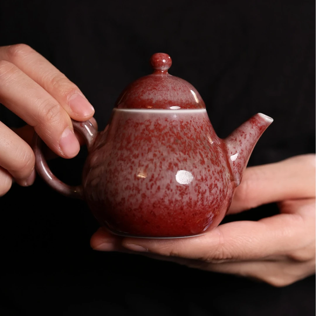 润家豇豆红思亭壶约150CC窑变流釉窑口货泡茶壶茶具