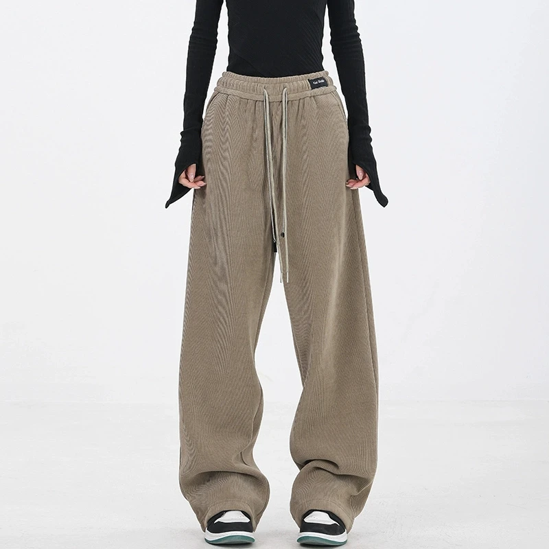 【冬款五折】KEN STUDIO雪尼尔加绒加厚休闲裤冬季灯芯绒抽绳阔腿裤