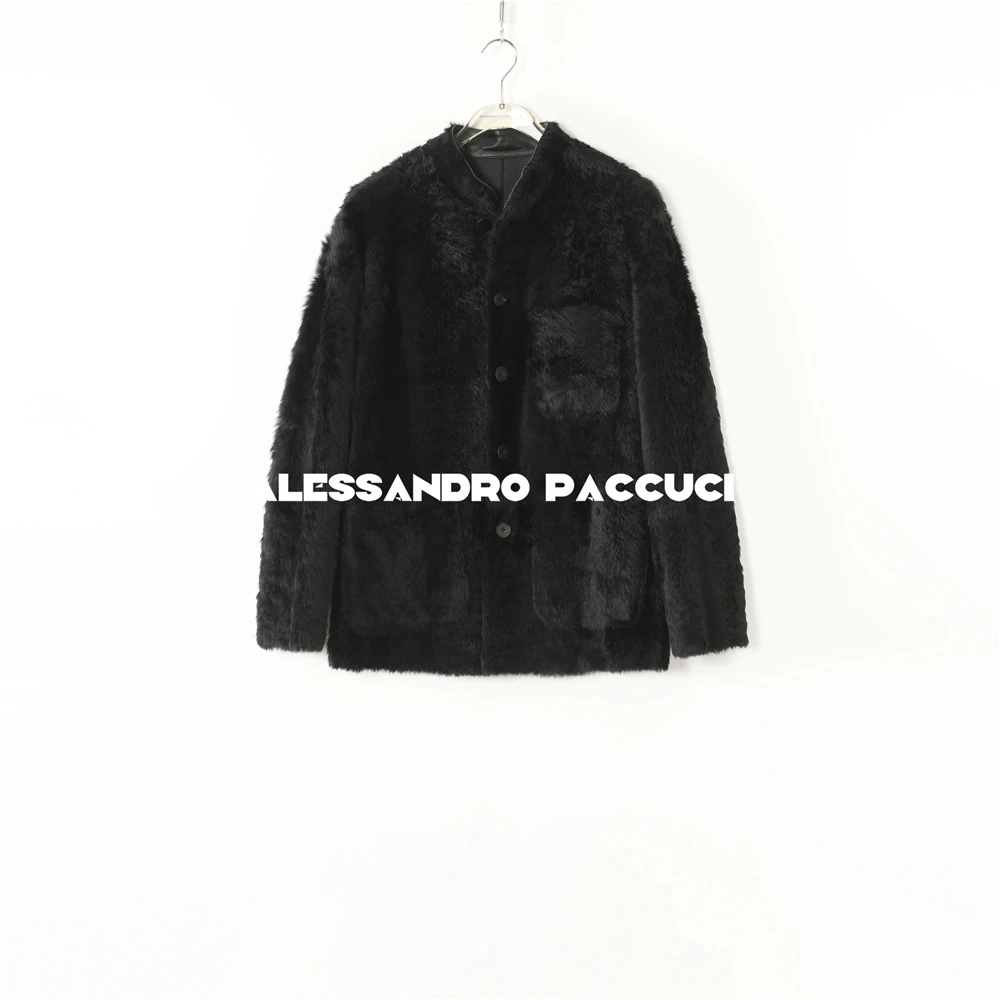 AP洛哥54021CM【黑标系列】进口拉贡羊皮毛一体时尚保暖皮草外套