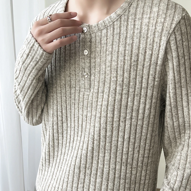 2025秋冬新款美式潮牌圆领长袖T恤时尚百搭休闲宽松男士打底上衣