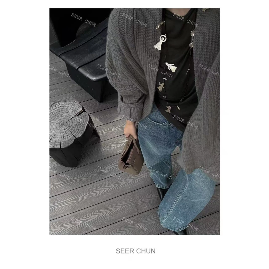 【纯纯女装】SEER CHUN 高品质极简v领开衫毛衣 52788