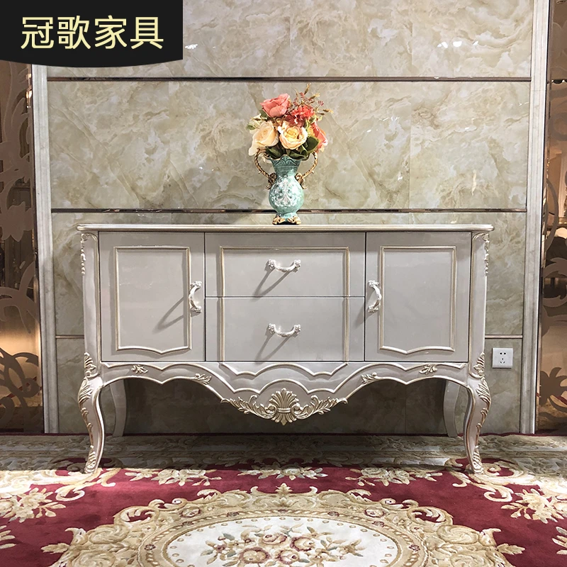 法式实木餐边柜 奢华玄关柜餐厅置物柜茶水柜厨房柜客厅配套家用