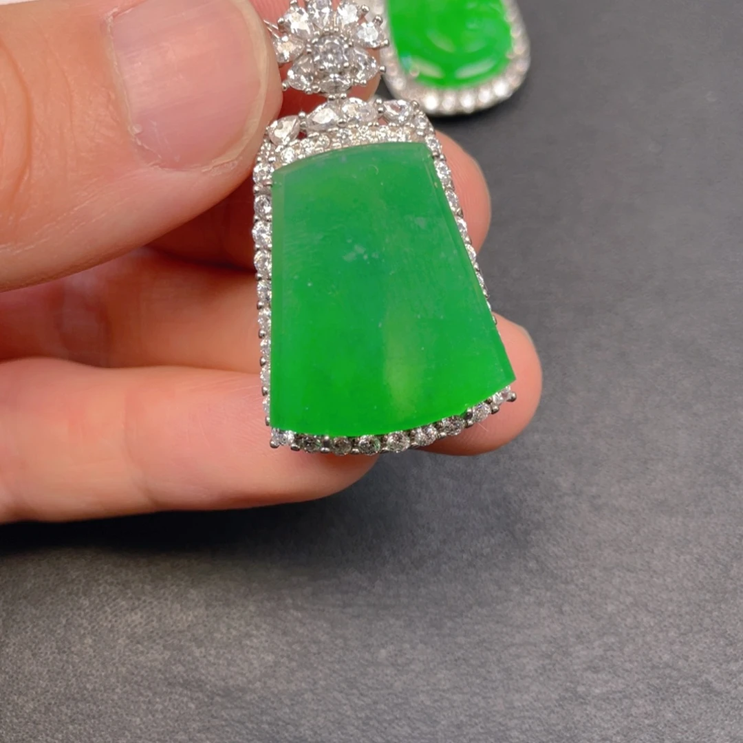 吊坠(不含链)银S925镶嵌翡翠