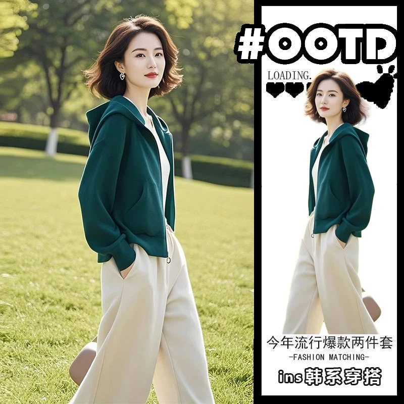 2025年流行的春装今年流行的休闲百搭独特超好看绿色卫衣外套女装