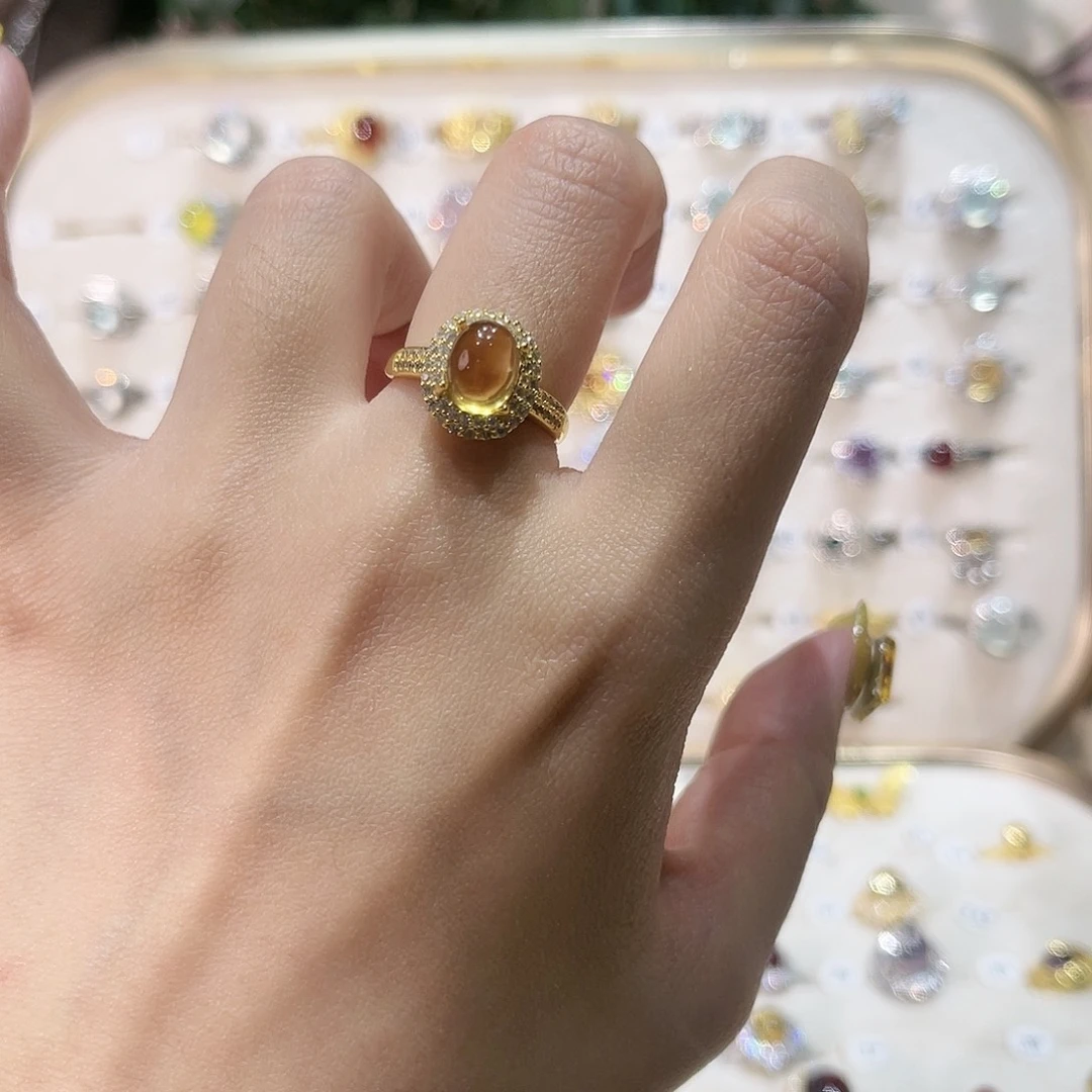 蛇纹石玉戒指银S925镶嵌