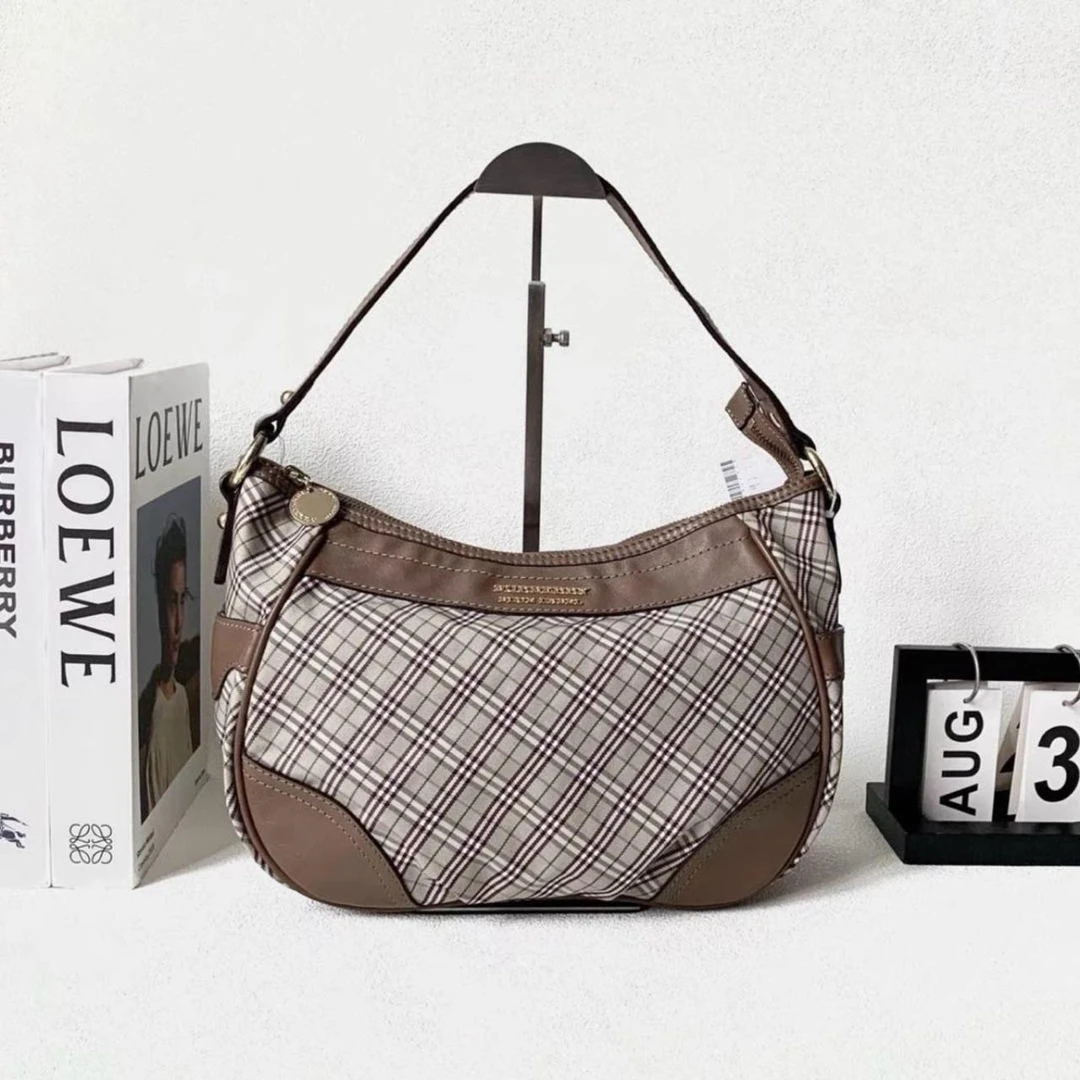 95新 BURBERRY/博柏利 大吉中古/Burberry绿棕格纹单肩包