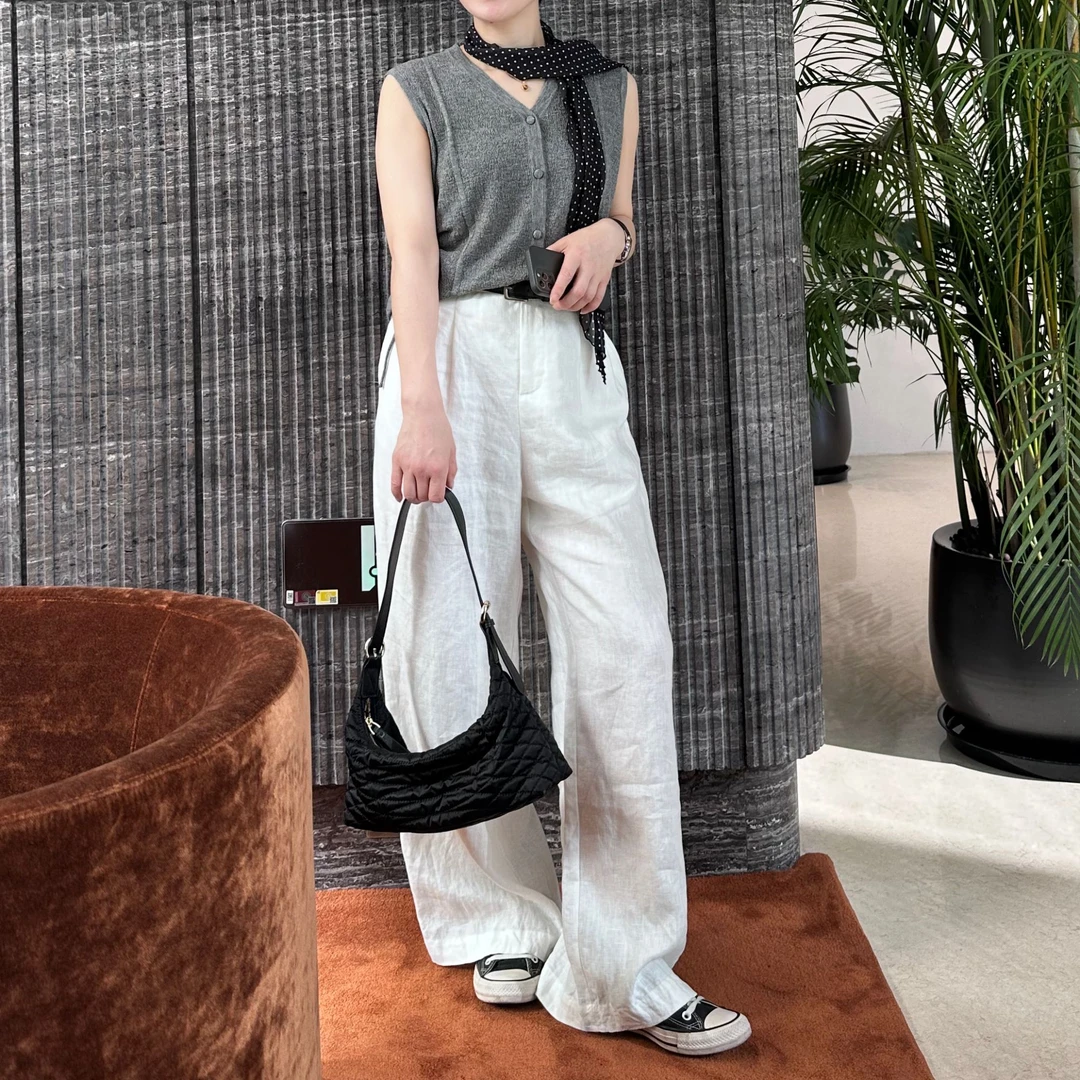 薄款通勤亚麻休闲裤长裤直筒百搭宽松阔腿裤显瘦高腰薄雾原宿风