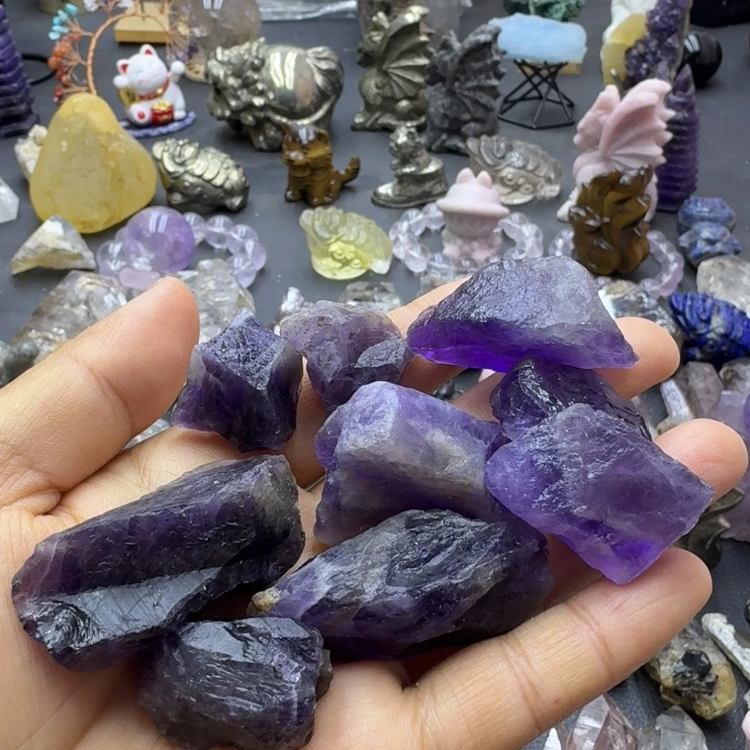 石材紫晶原石块的