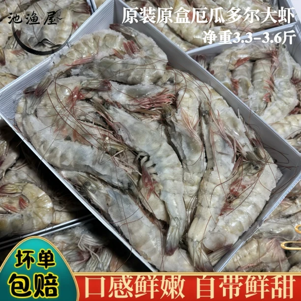 20/30海水大虾 厄瓜多尔净重3.3斤以上（一盒约38只-48只）盐冻