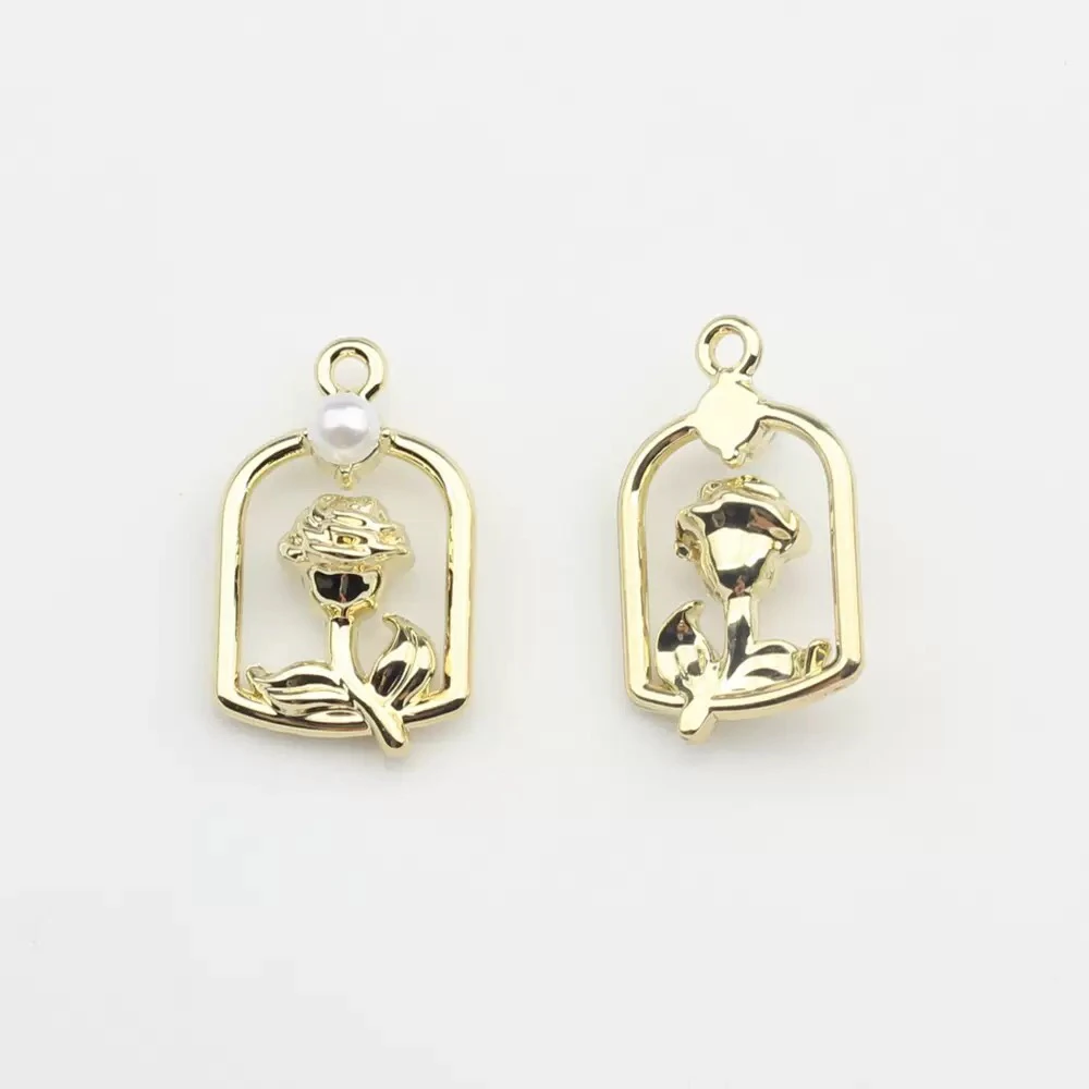 (洁雨饰品 DIY)  P1002 新款合金韩版合金镶嵌点钻简约玫瑰