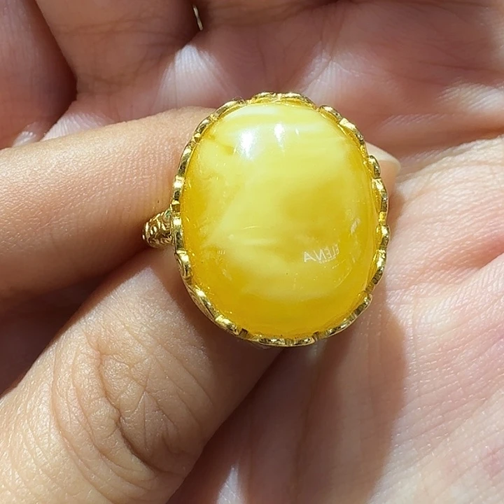 ᰔ***゜蜜蜡银S925镶嵌戒指戒指