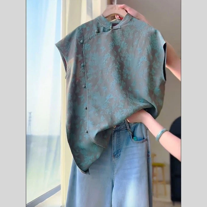 新中式中国风年轻款盘扣改良唐装衬衫外套女夏季显瘦上衣洋气小衫