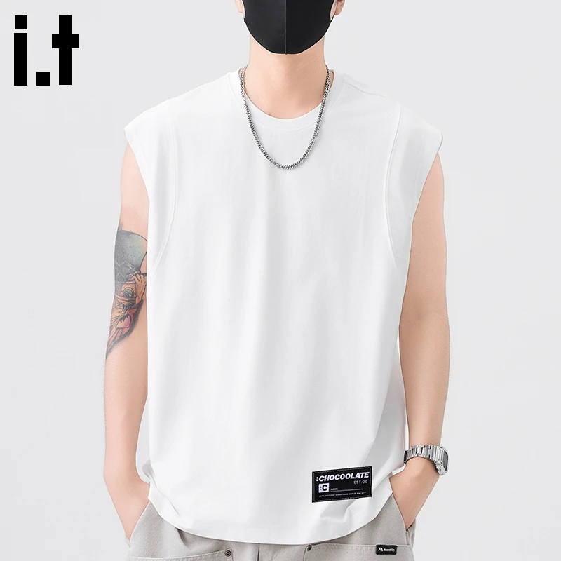 i.t: CHOCOOLATE速干坎肩背心男夏季薄款吸汗宽松打底圆领无袖T恤