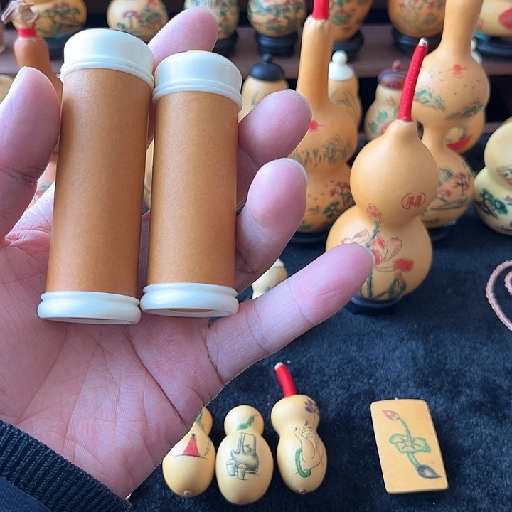 生*物老红皮镶口牙签罐