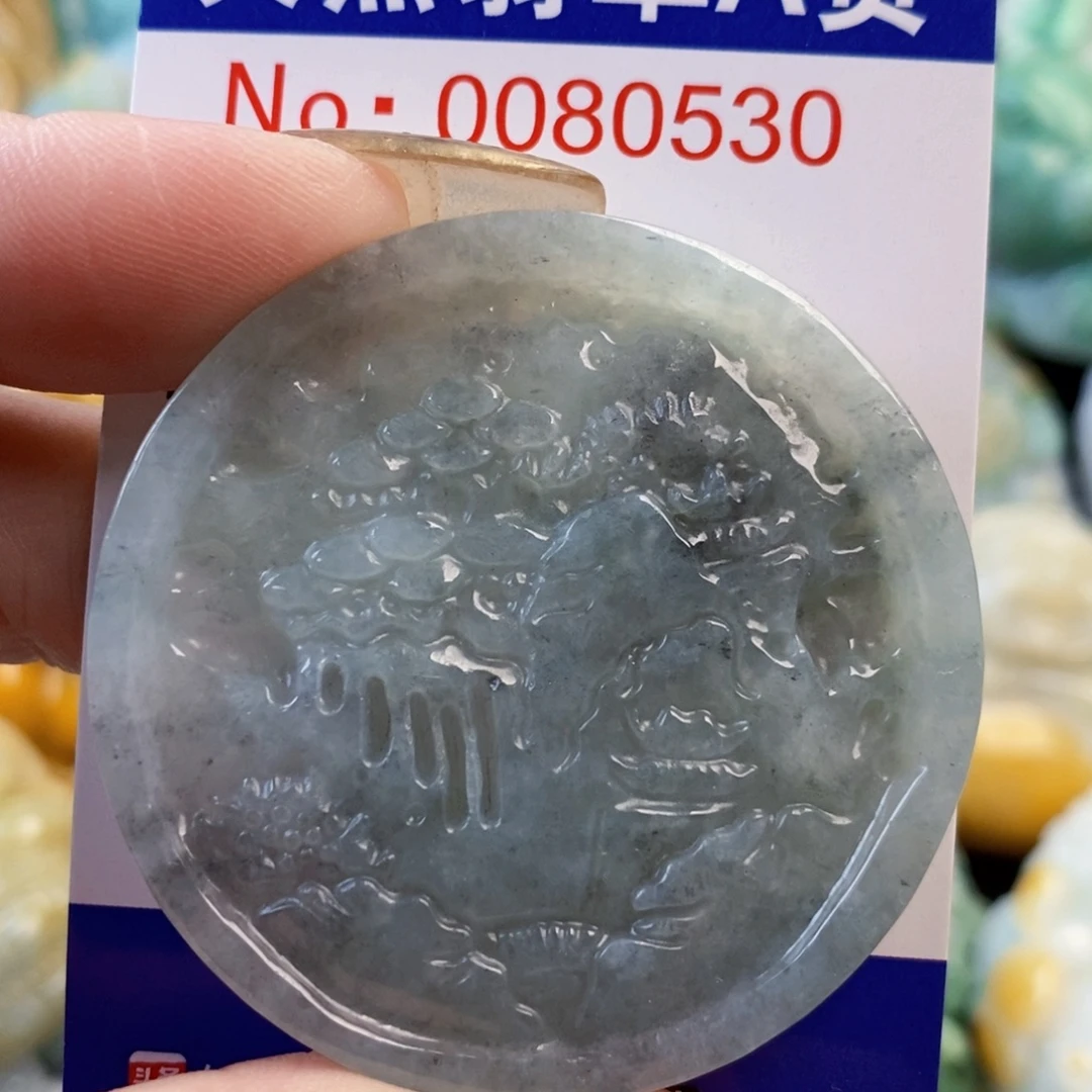 翡翠9K金镶嵌吊坠(不含链)