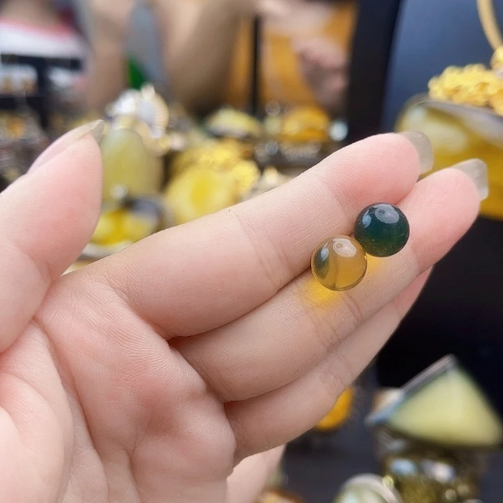 蛋***偶裸石琥珀银S925镶嵌