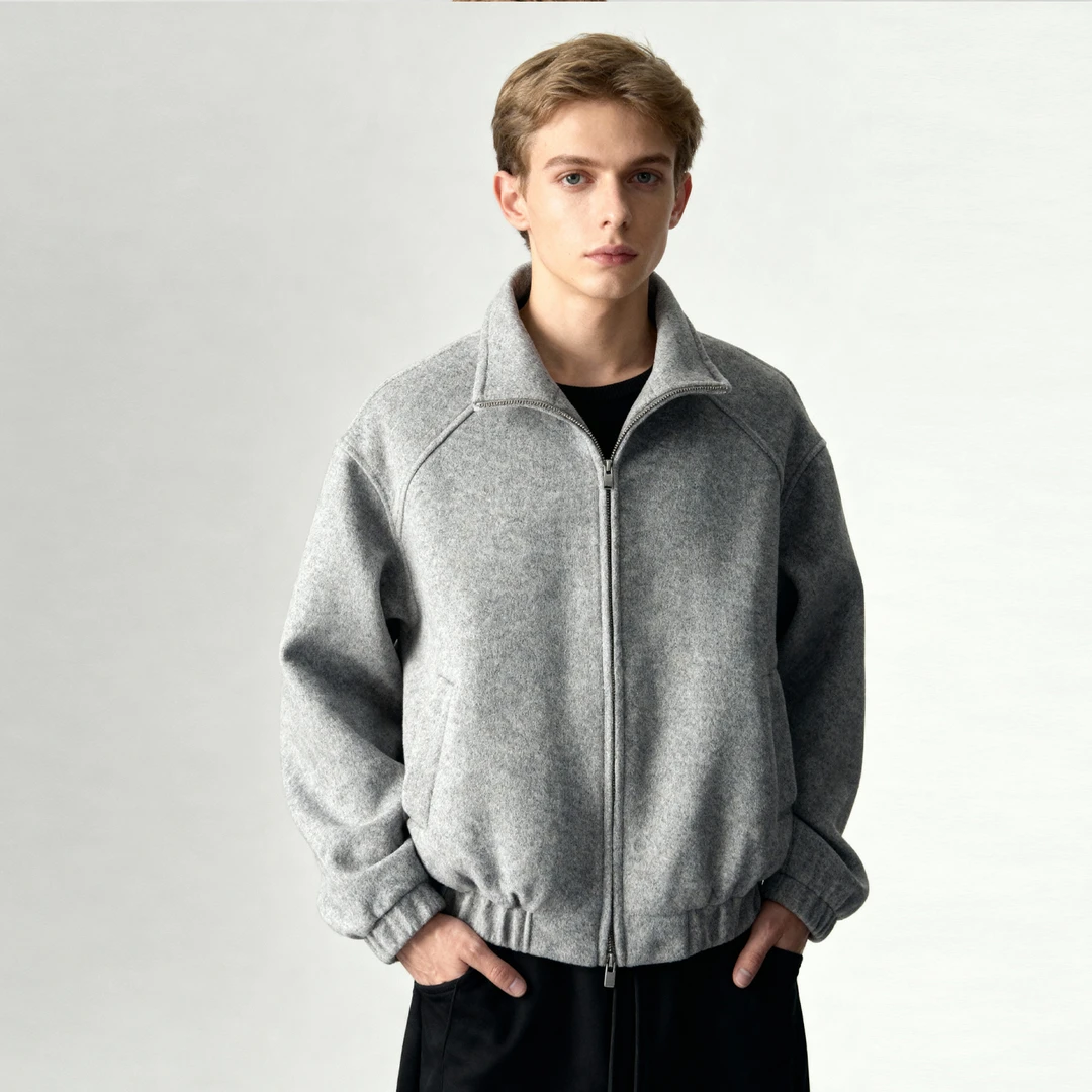 『绵密羊毛系列·』立领加厚男士夹克冬季2025新款宽松外套