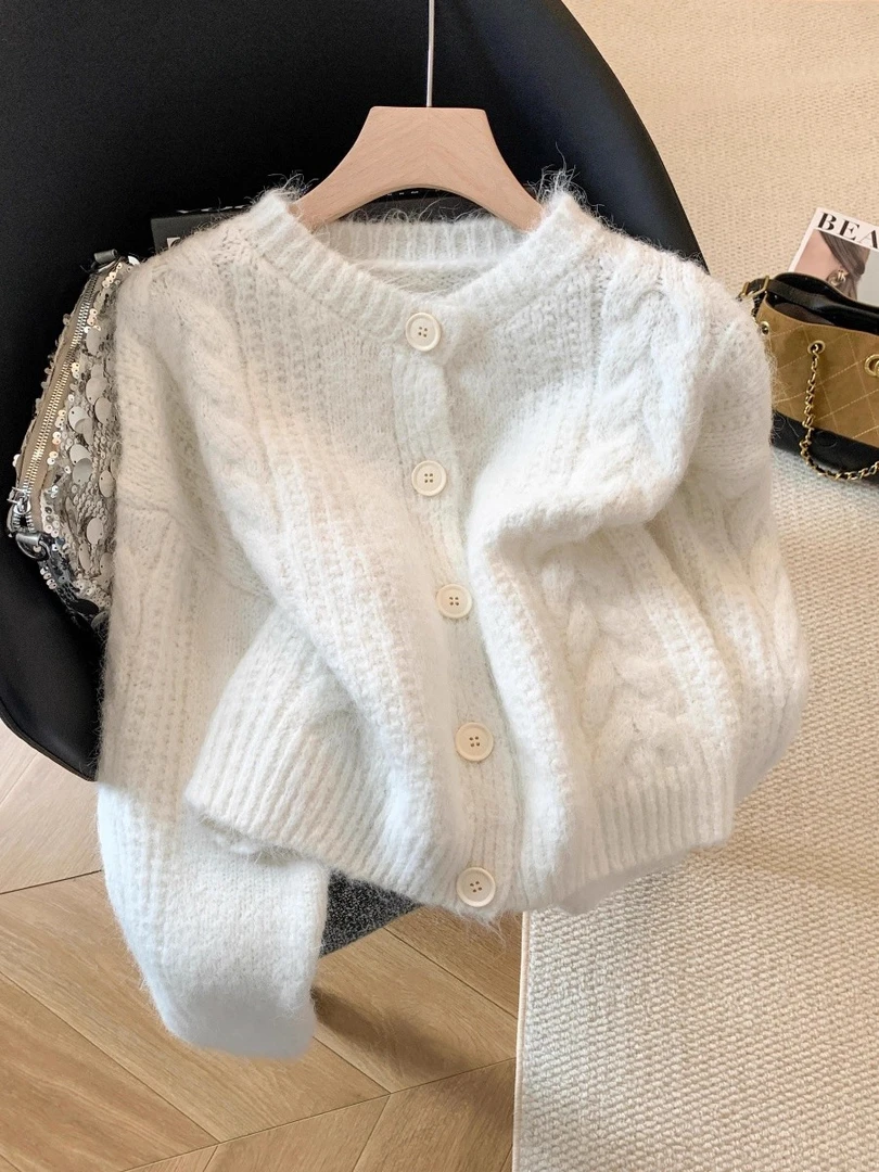 软糯麻花毛衣外套女2025秋冬季新款加厚高级感慵懒风针织开衫上衣