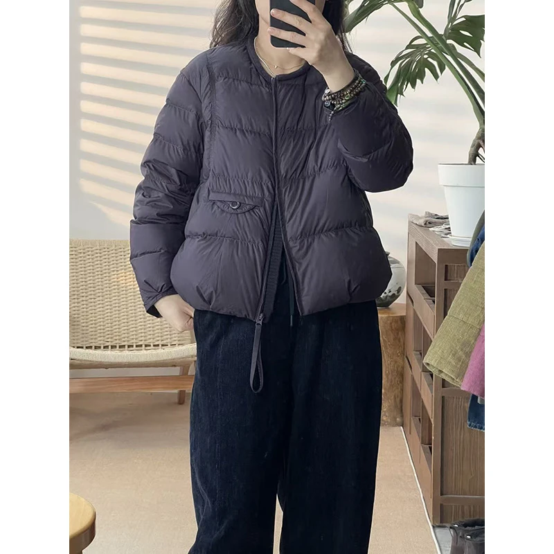 DaoZi/丹丹-简约90鸭绒短款圆领轻薄女款保暖外套85608