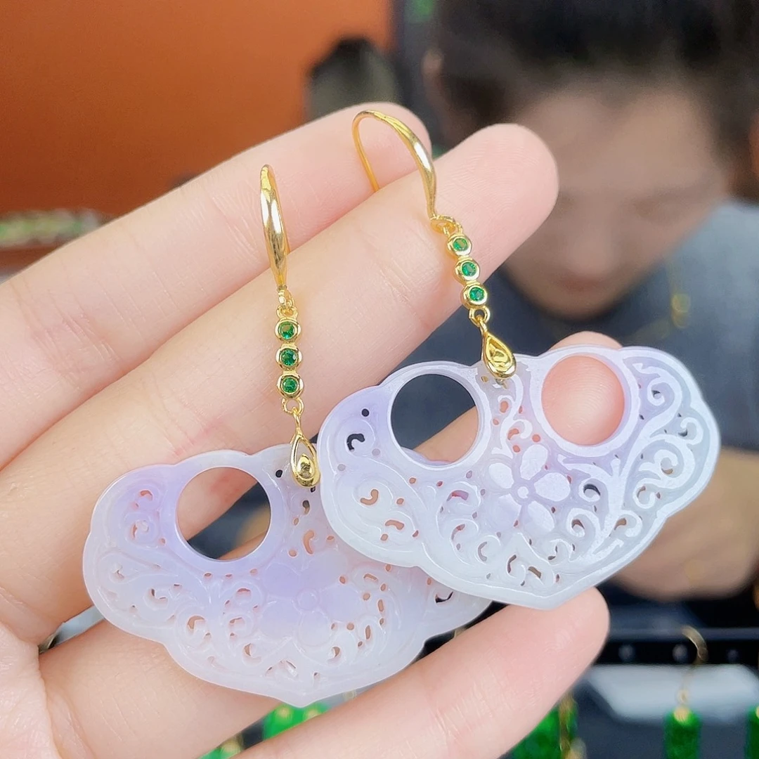 翡翠银S925镶嵌耳饰