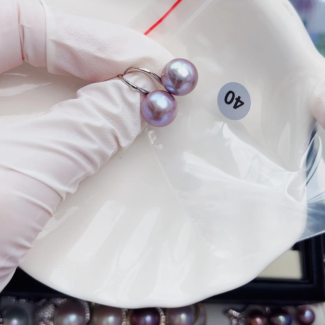 银S925镶嵌淡水珍珠耳饰