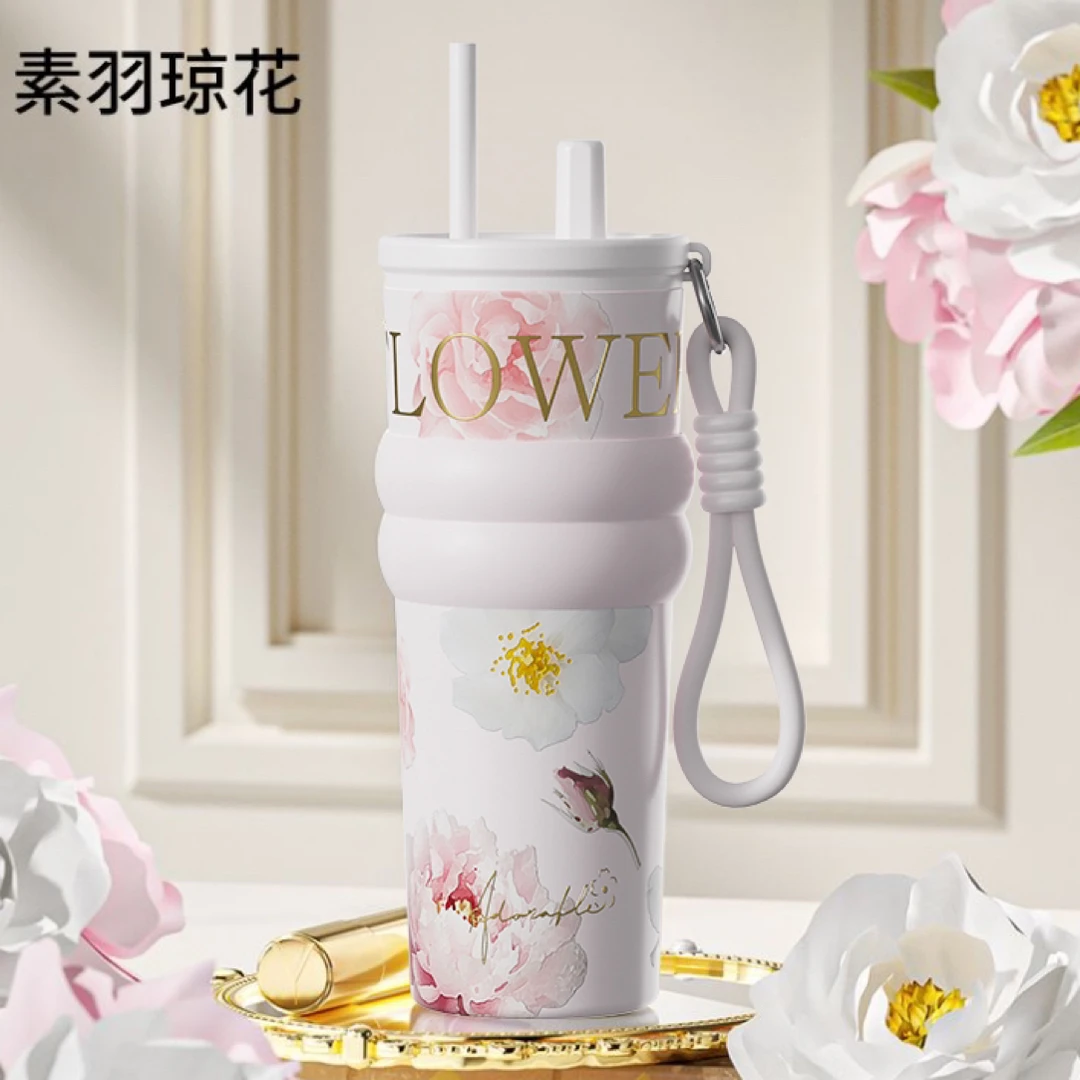 Zhyen/知意2025新款繁花极光保温杯大容量陶瓷覆层高颜值水杯子