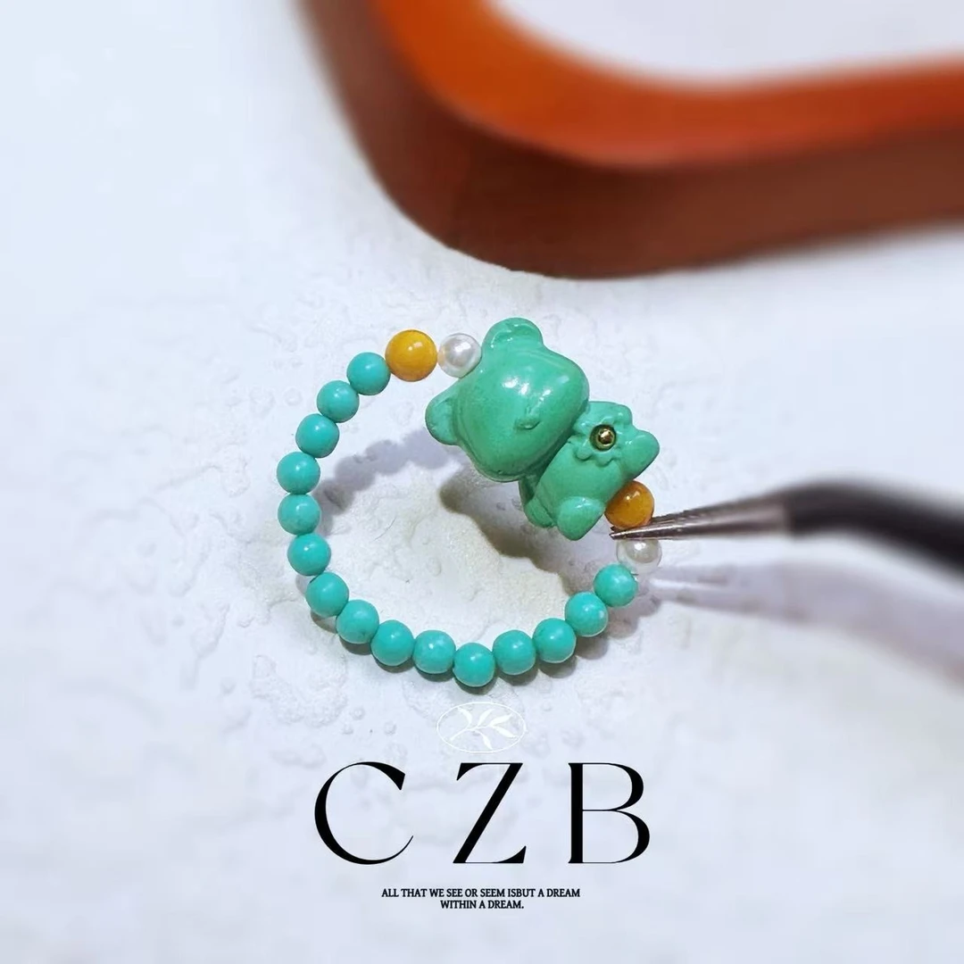 J22天然手工原创小熊时尚戒指戒圈