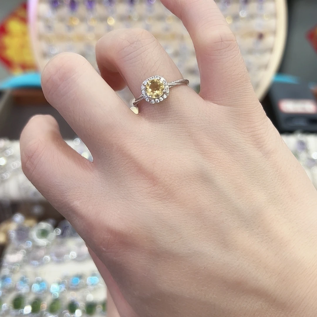 戒指银S925镶嵌黄晶