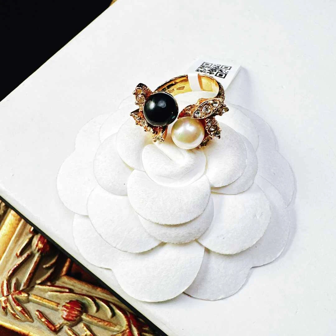 95新 DIOR/迪奥 柚礼中古/迪奥黑白珍珠戒指LZ511115