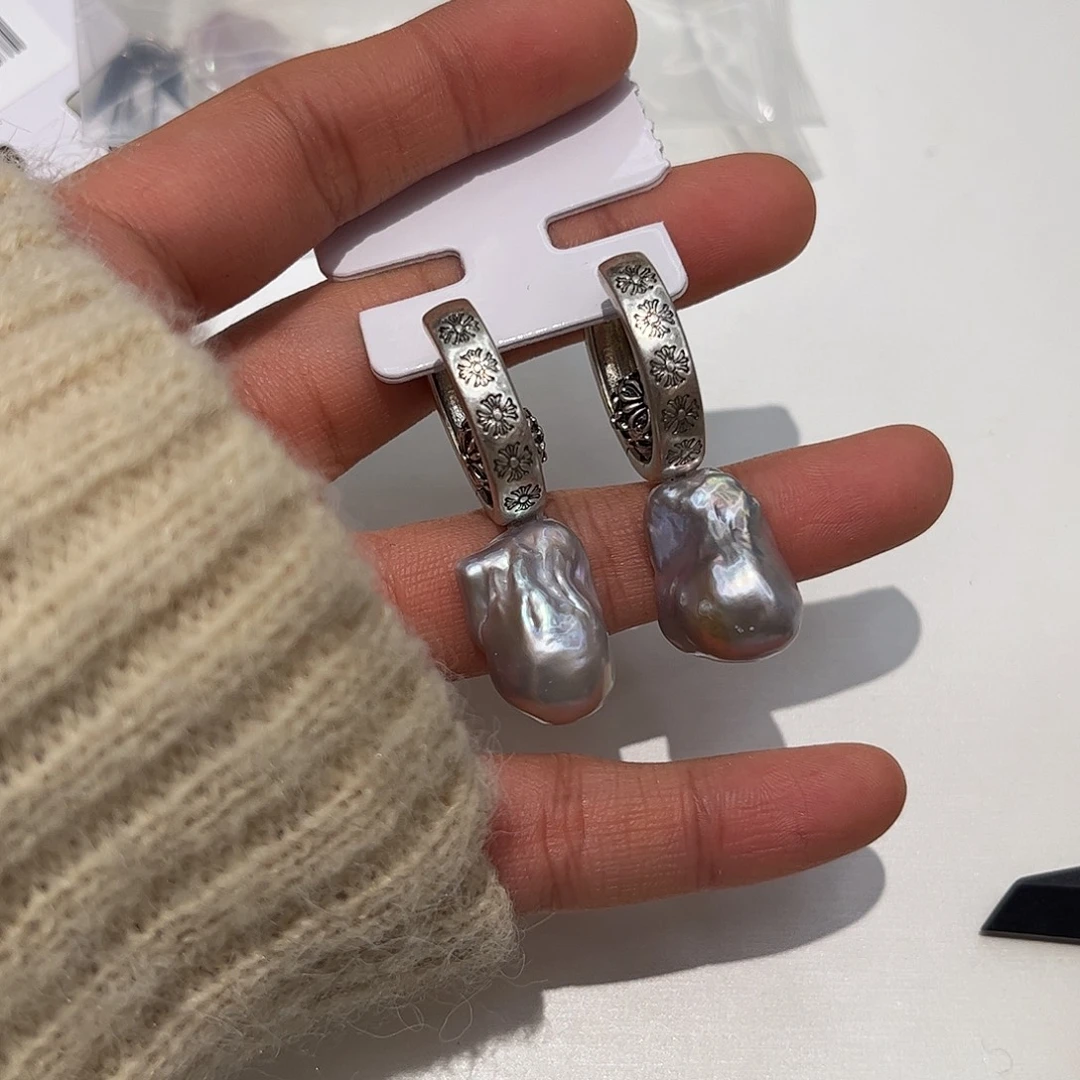 合金淡水珍珠耳饰