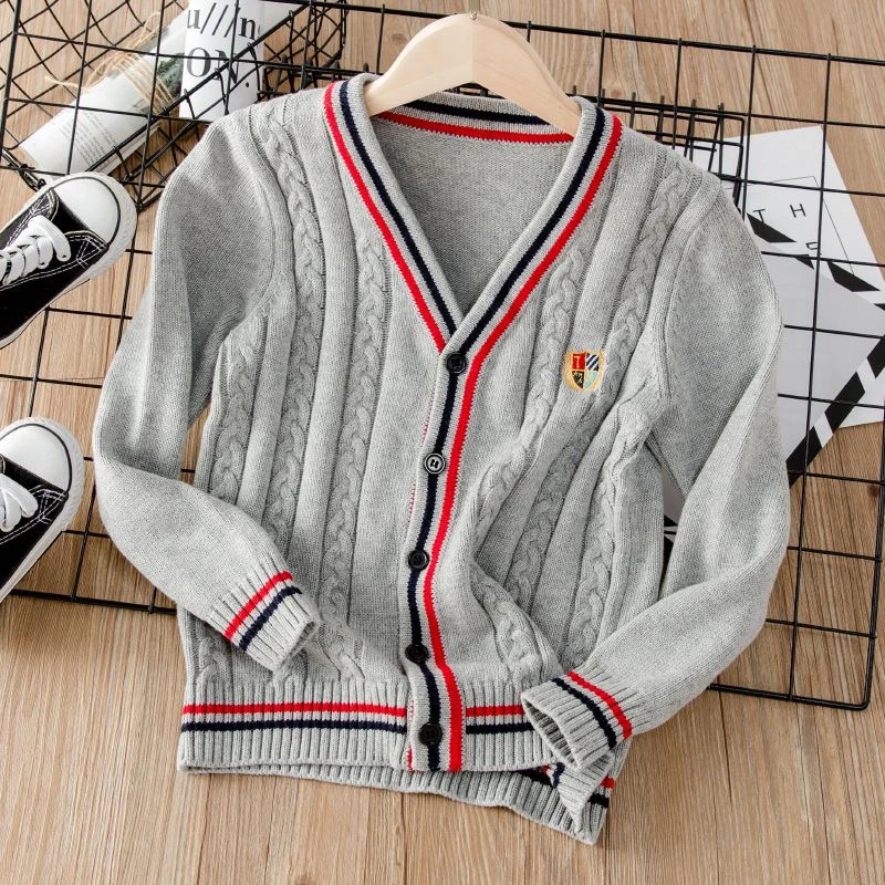 B287英伦风灰色开衫针织外套男女同款(以主播展示为主)