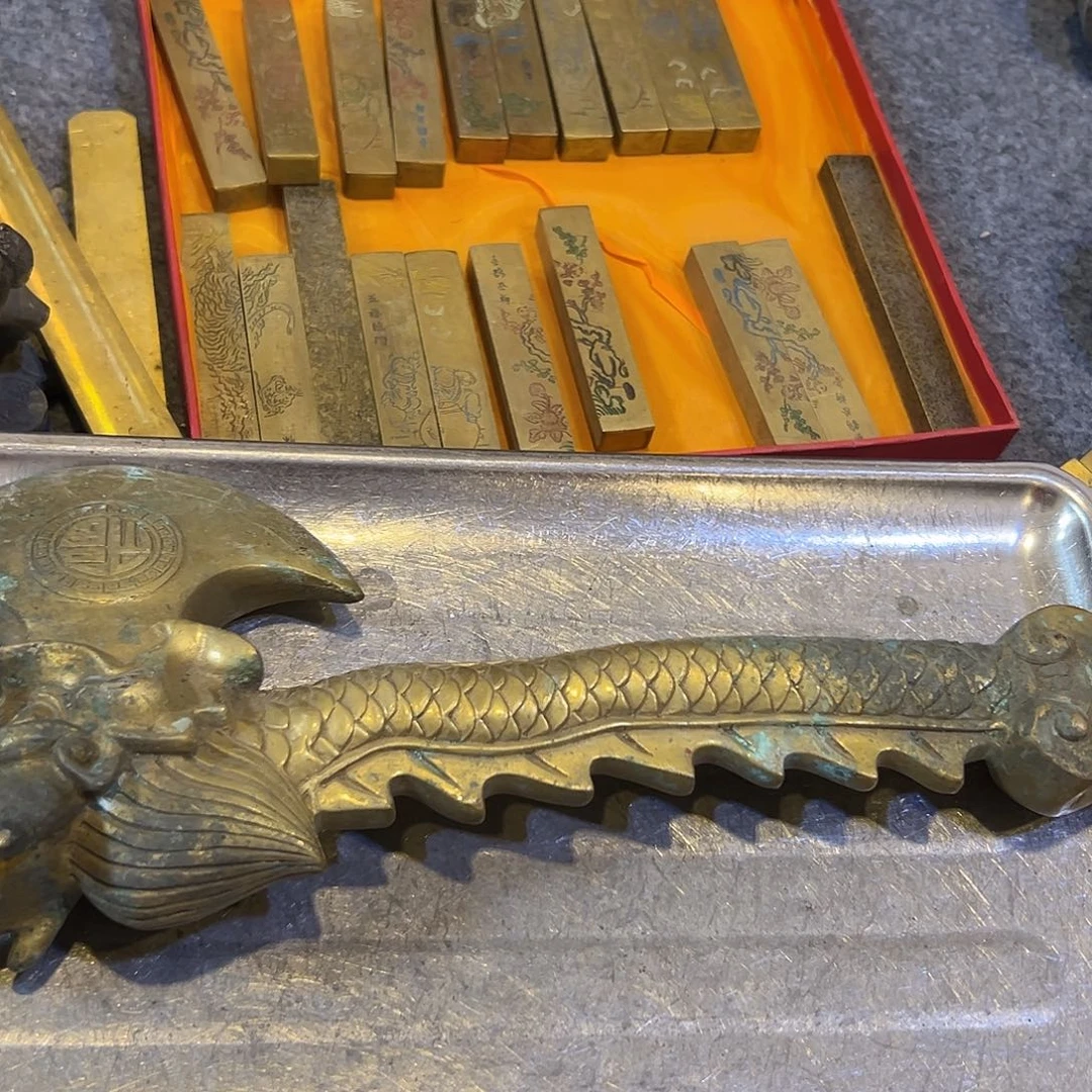 黄铜摆件，文房工艺品摆件老*