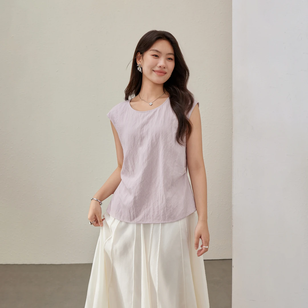 【法式简约气质知性】纤莉秀E大码女装优雅时尚圆领百搭衬衫QK2317