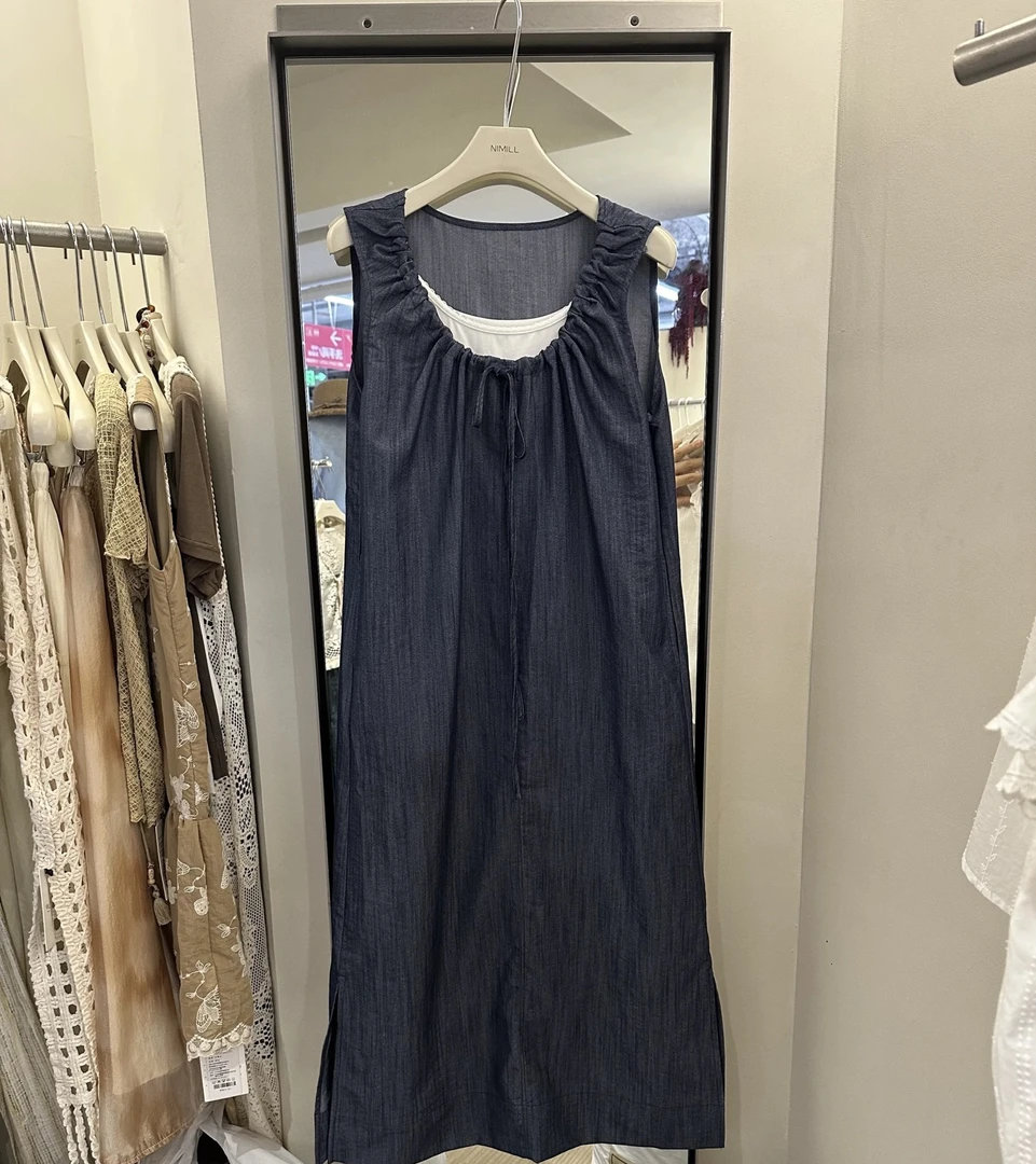 新疆包邮【730】韩系宽松无袖连衣裙单件无背心无配饰-裙长127