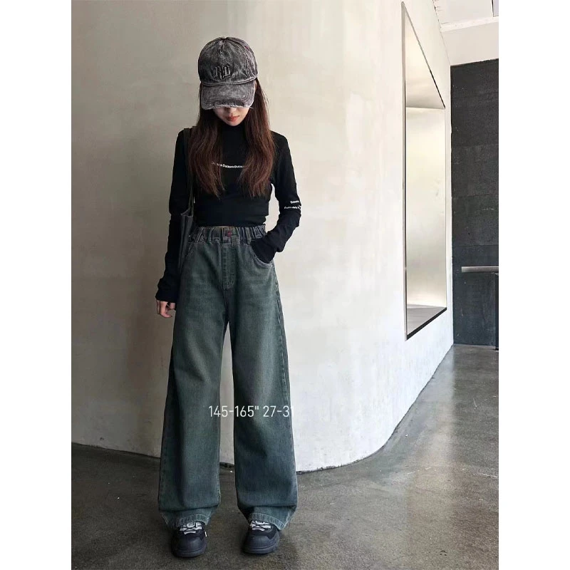 【H93潮牌裤子】男女童2024秋冬痞帅牛仔裤百搭宽松显瘦休闲裤88152