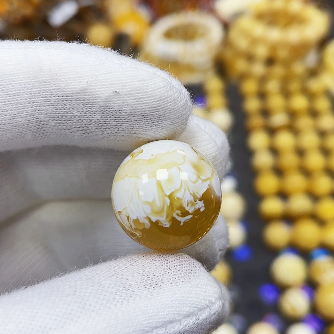 琥珀珠宝奇石未镶嵌18.9mm意境款｜圆珠·打孔不予退货