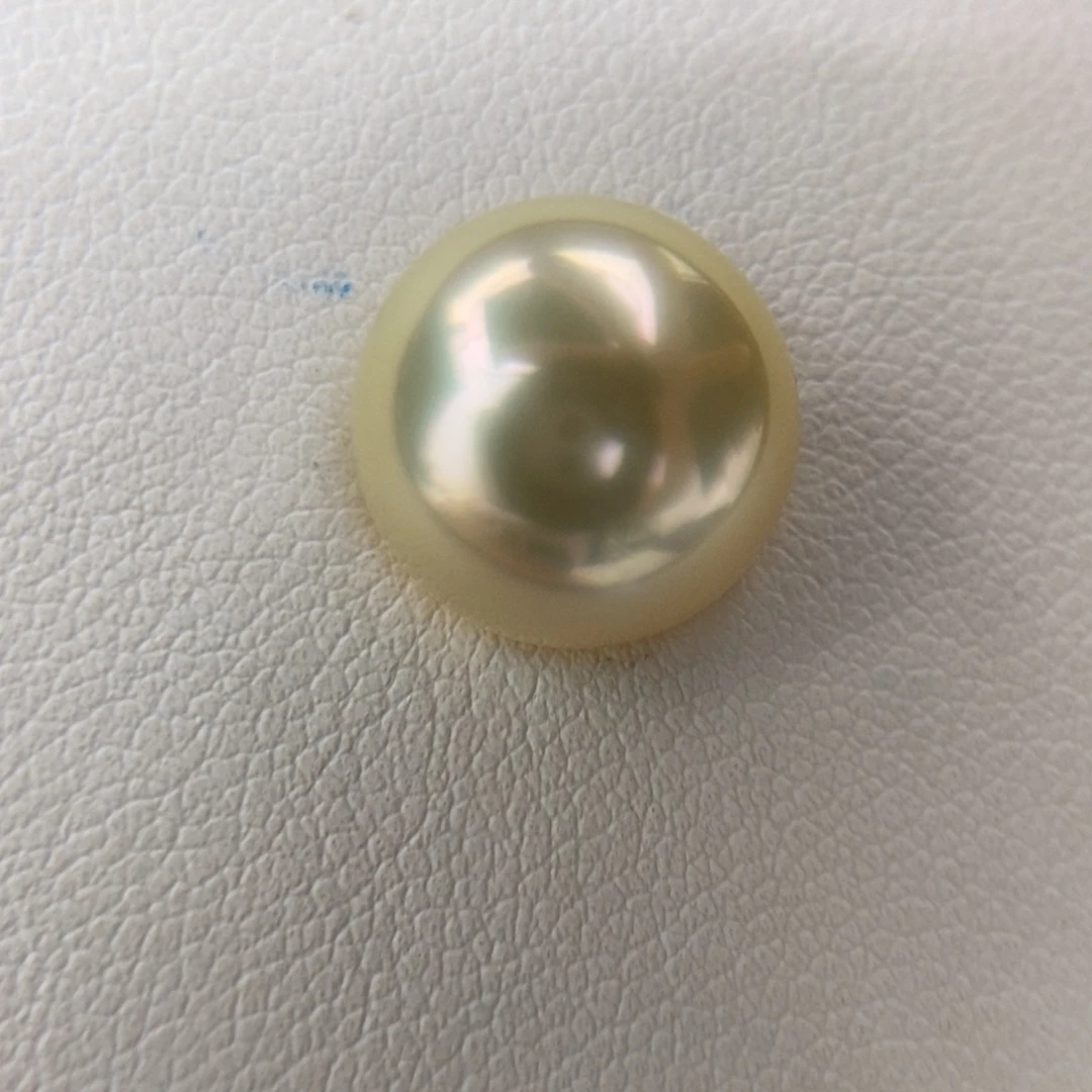 未镶嵌海水珍珠耳钉12.3mm近正圆干枯玫瑰伴绿小极光