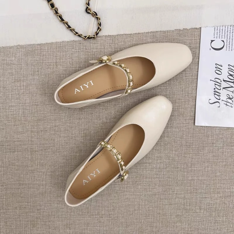 美美推荐 9913 新款浅口链条单鞋女玛丽珍通勤小香风