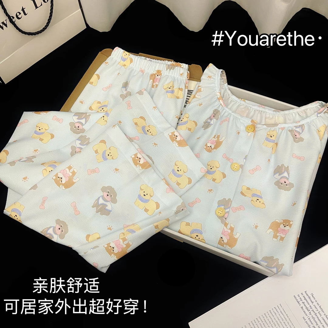 【云朵棉】宽松可爱外穿睡衣卡通大码睡衣女夏季薄款ins家居服套装