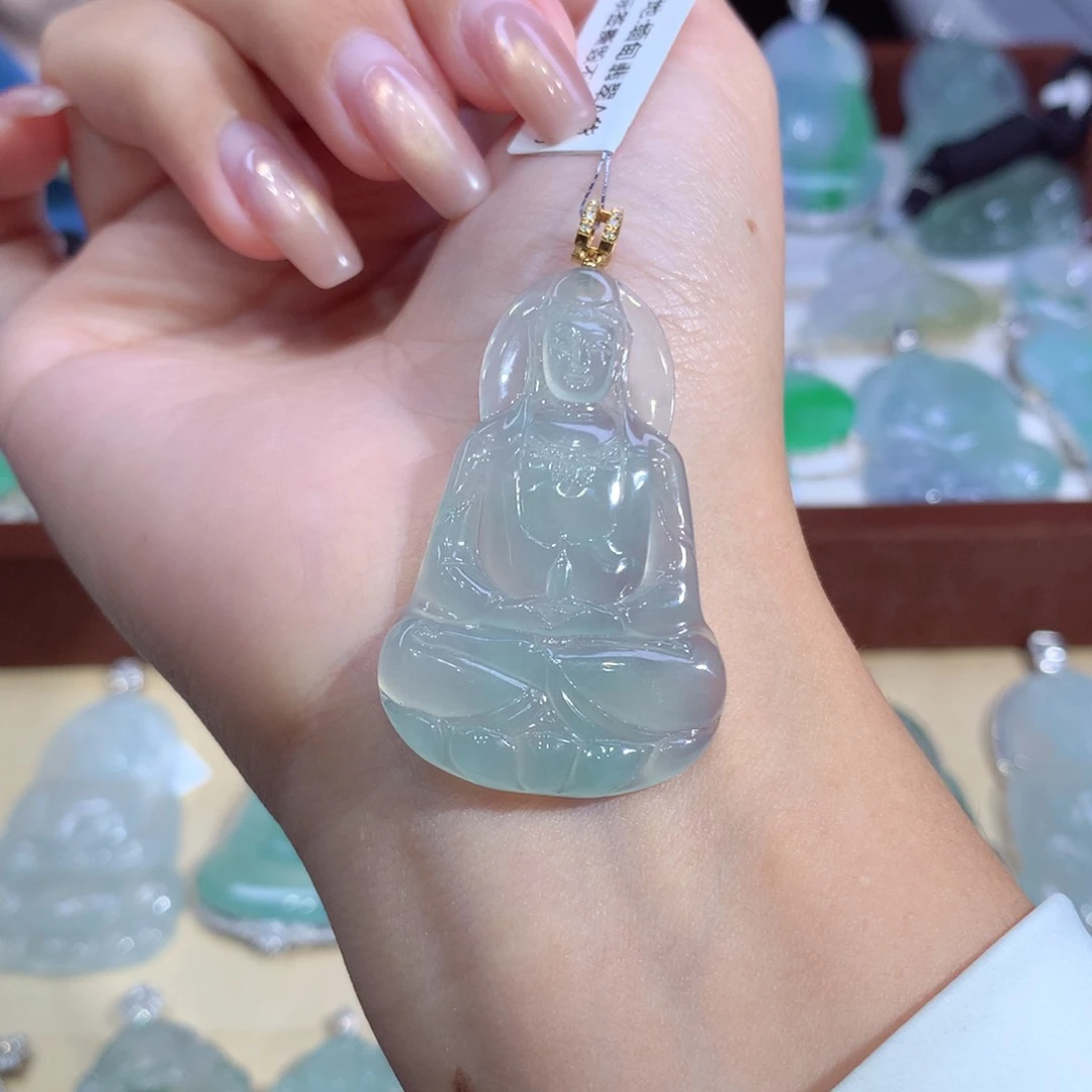 吊坠(不含链)18K金镶嵌翡翠